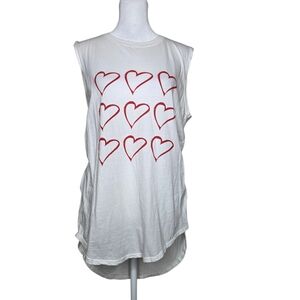 Michael Stars Sleeveless Tee Hi-low Hem Valentines Hearts Size OS